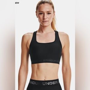 Under Armour Black Mid Crossback Sports Bra Size XS NWT